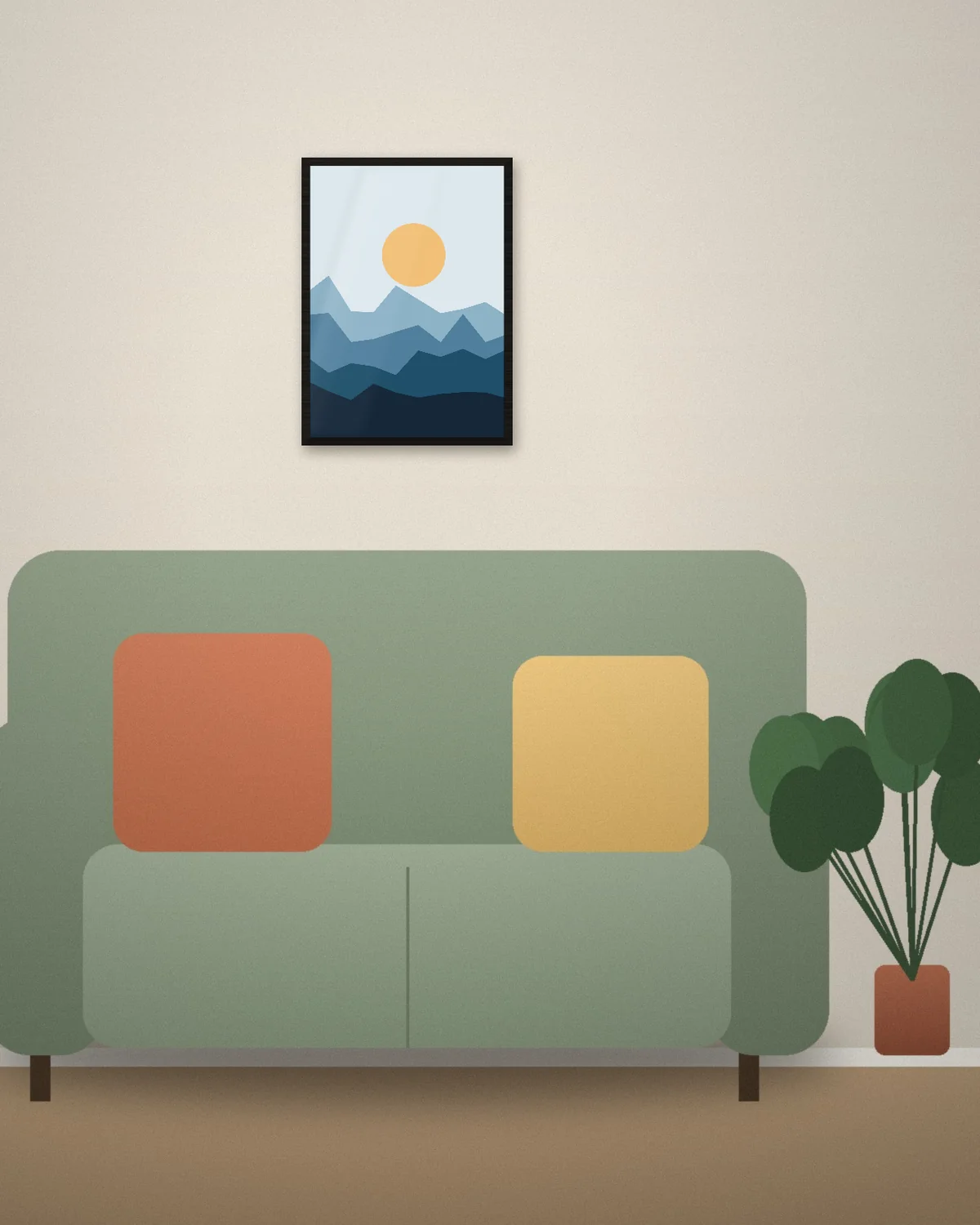 50×70 cm i sort eik